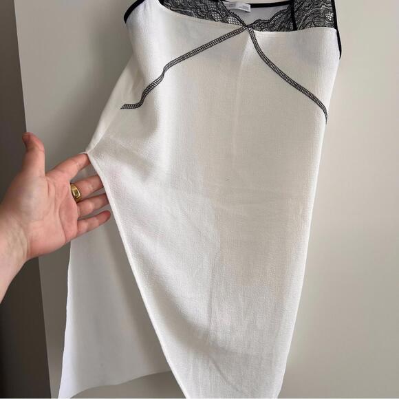 Chic White Slip Top with Black Lace - Picture 2 of 4
